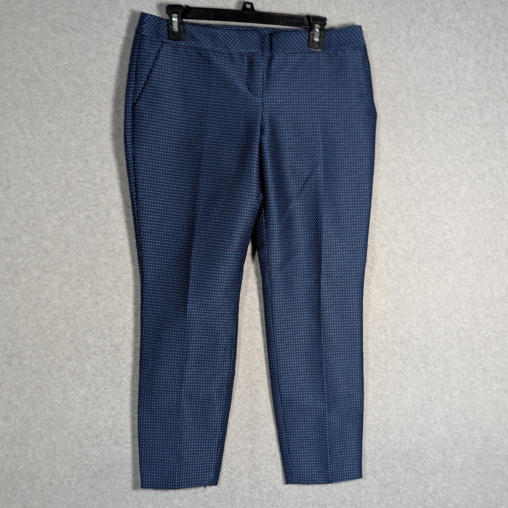 Express Columnist Pants Women 8 Blue Textured Tapered Ankle Slack Professional